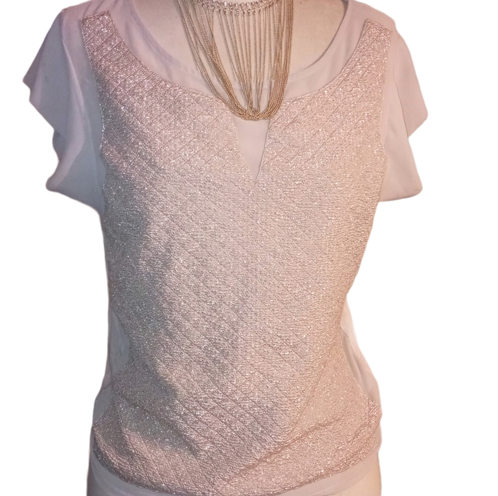 Express top quilted front side sparkle gold size s